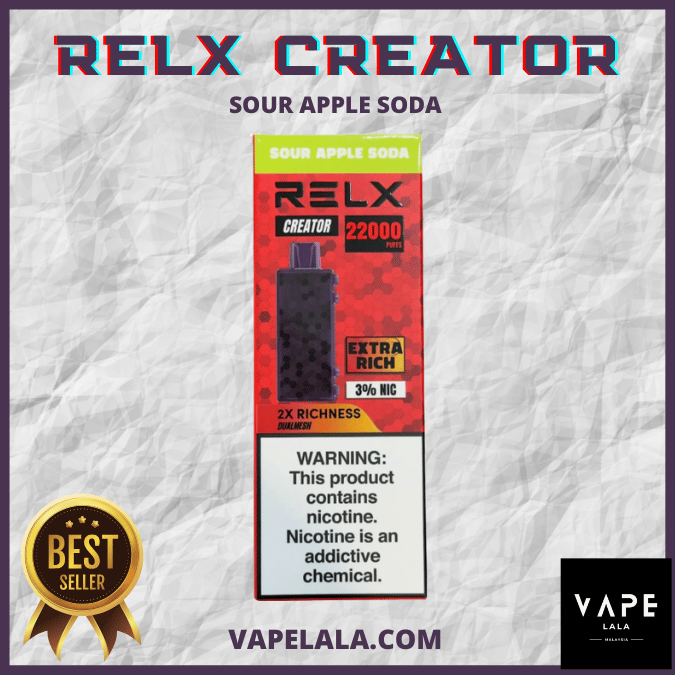 RELX Creator 22000 Sour Apple Soda pod flavour in Malaysia
