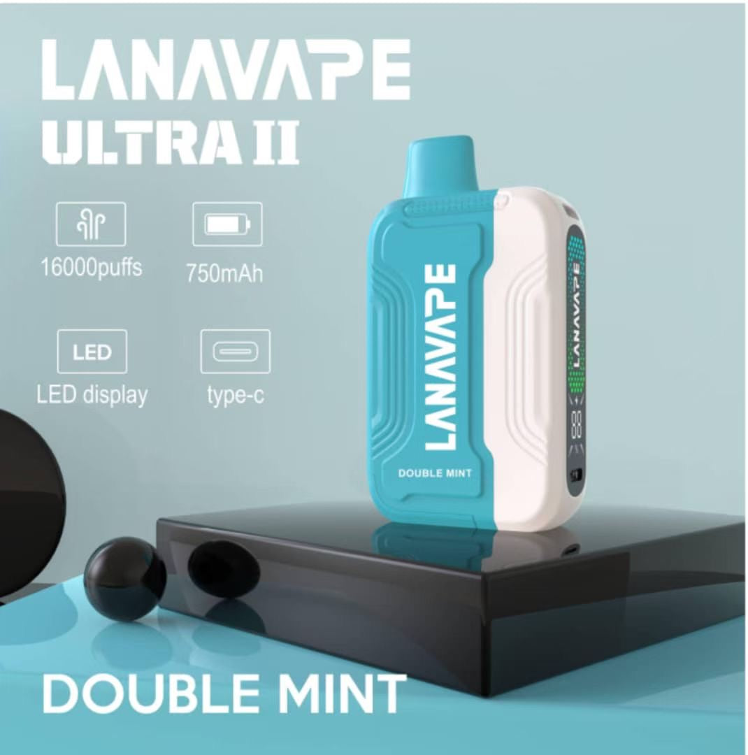Lana Ultra II 16000 Puffs, Double Mint flavor, Vape Malaysia - Vapelala