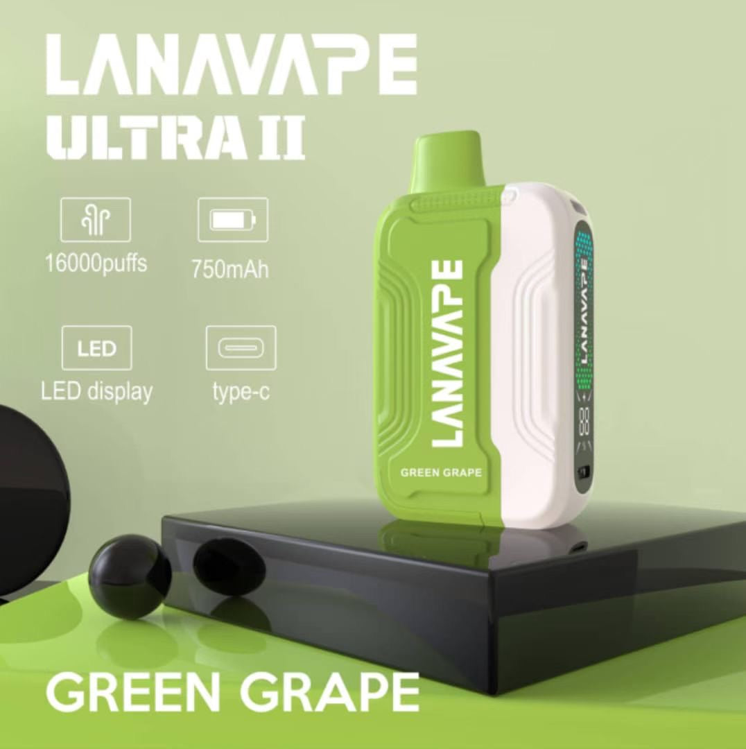Lana Ultra II 16000 Puffs, Green Grape flavor, Vape Malaysia - Vapelala