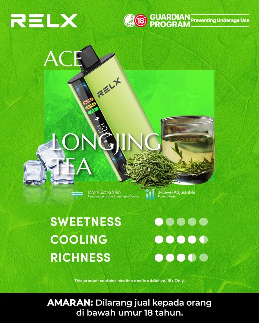 Relx Ace 30000 Puffs, Longing Tea flavor, Vape Malaysia - Vapelala