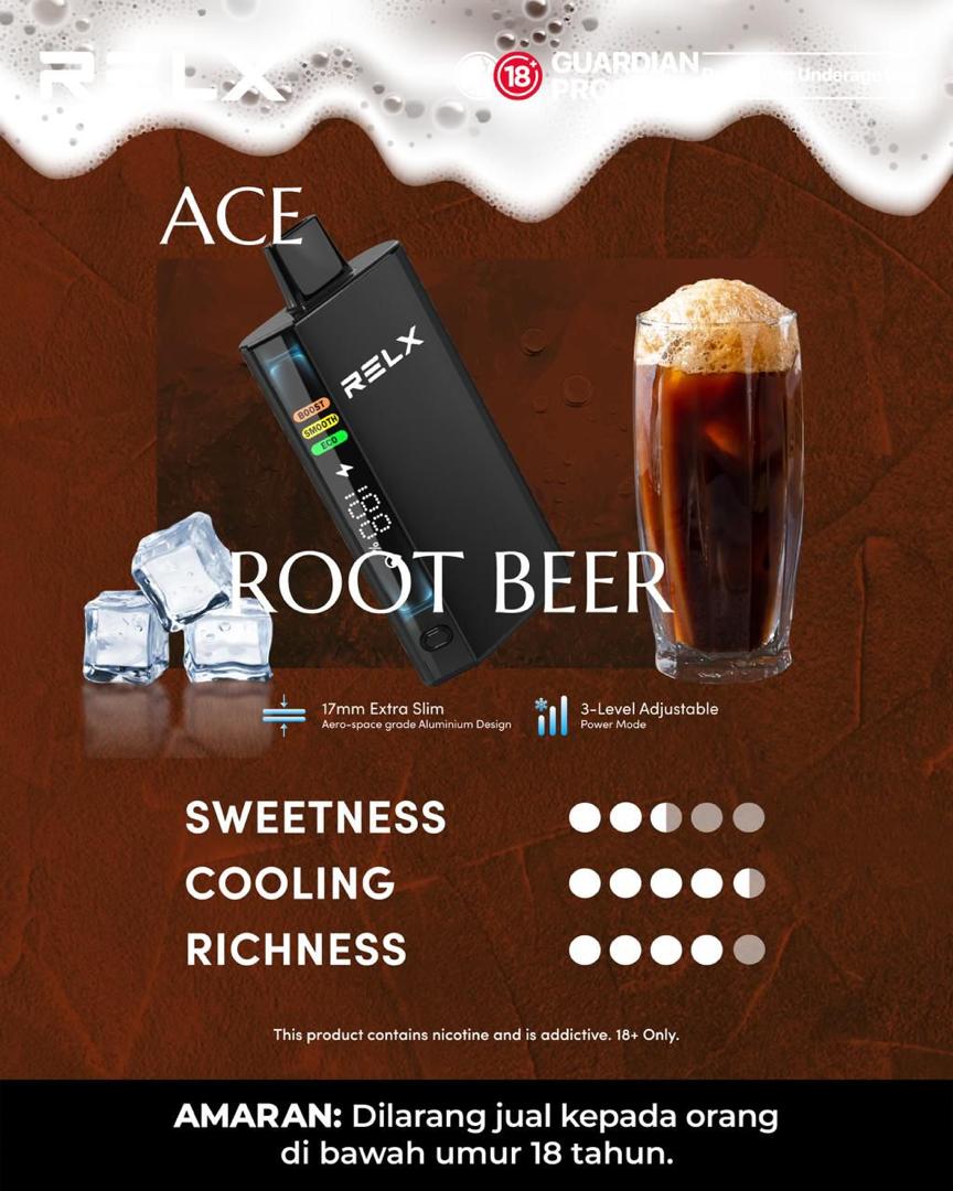 Relx Ace 30000 Puffs, Rootbeer flavor, Vape Malaysia - Vapelala