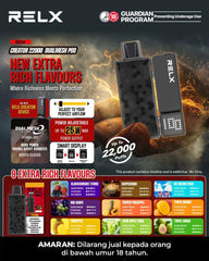 RELX Creator 22000 flavour chart and device overview in Malaysia
