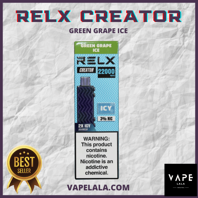 RELX Creator 22000 Green Grape Ice pod flavour in Malaysia