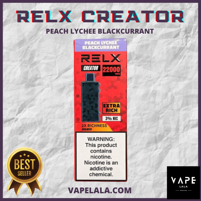 RELX Creator 22000 Peach Lychee Blackcurrant pod flavour in Malaysia