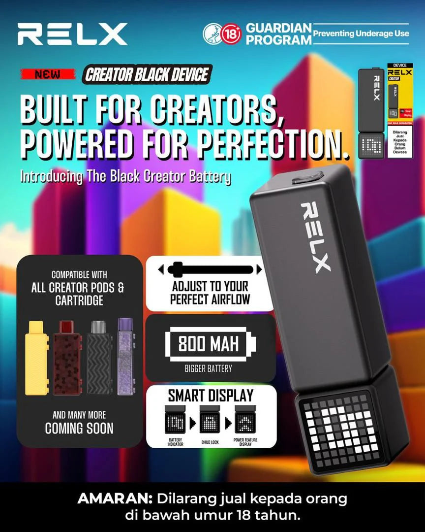 RELX Creator device battery and airflow features in Malaysia