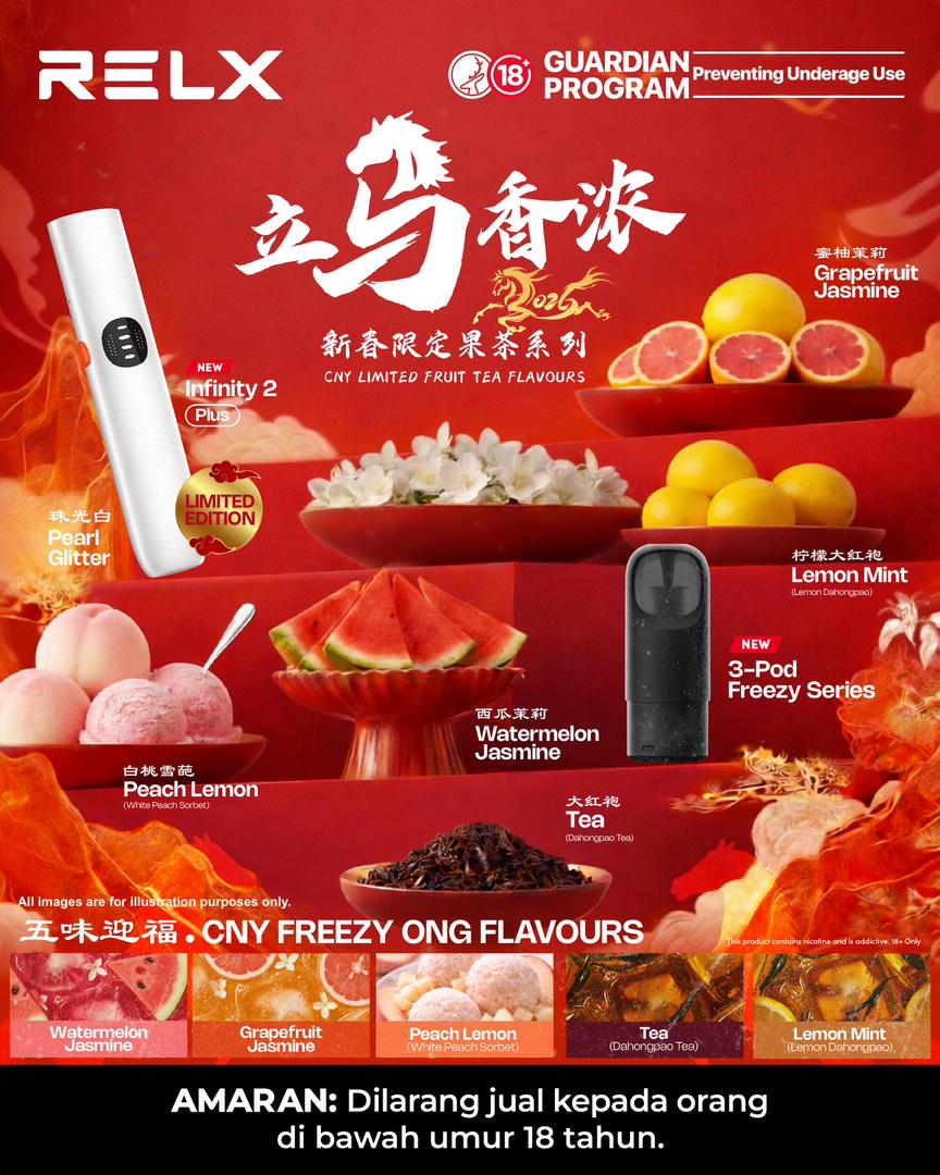 Relx Pod Real Infinity, Peach Lemon flavor, Vape Malaysia - Vapelala